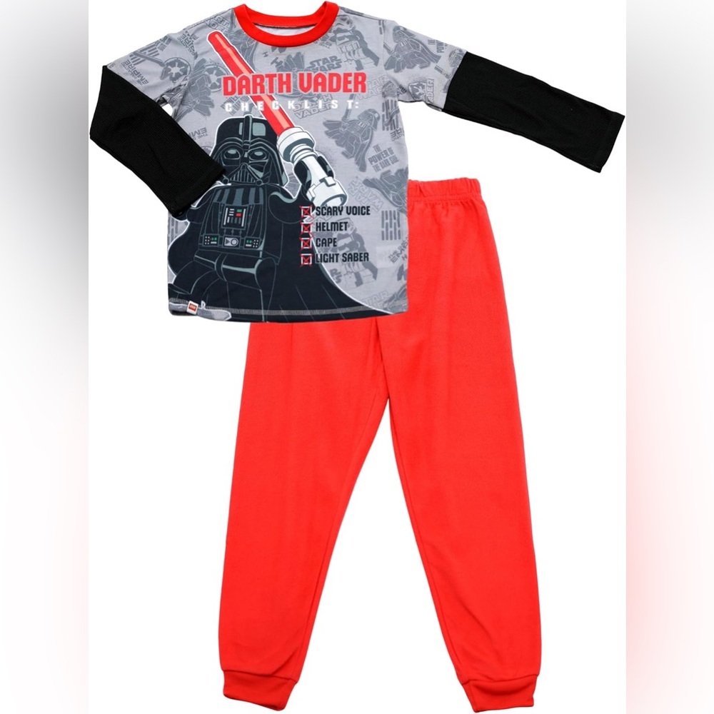 LEGO Star Wars 2 Piece Darth Vader Checklist PJ Sleepwear Pajamas for Boys